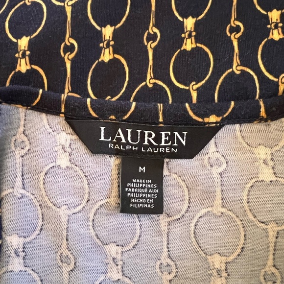Lauren Ralph Lauren Equestrian Horse Bit Knit Top Navy Gold M - Picture 6 of 8